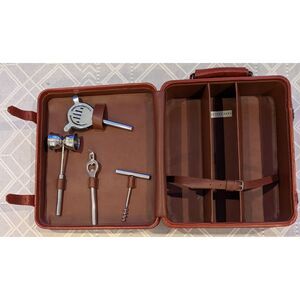 Pottery Barn Leather Bar Kit • Travel Case w/ Tools • Cocktail Set